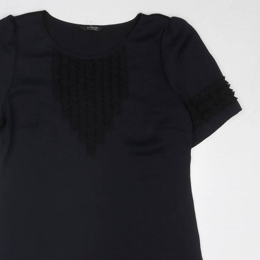 Autograph Womens Black Polyester A-Line Size 14 Round Neck Zip