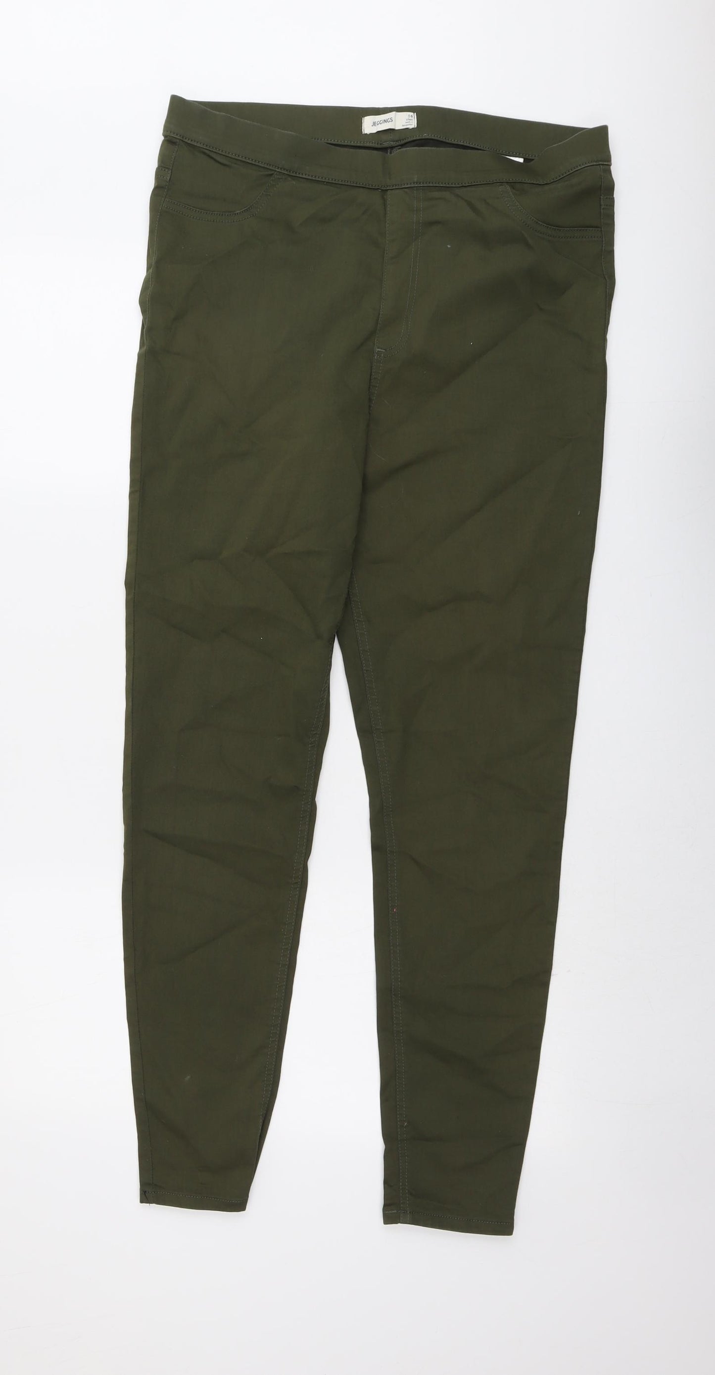 Marks and Spencer Womens Green Cotton Jegging Jeans Size 16 L29 in Regular