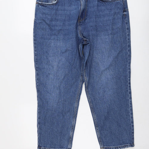 New Look Womens Blue Cotton Straight Jeans Size 16 L23 in Regular Button