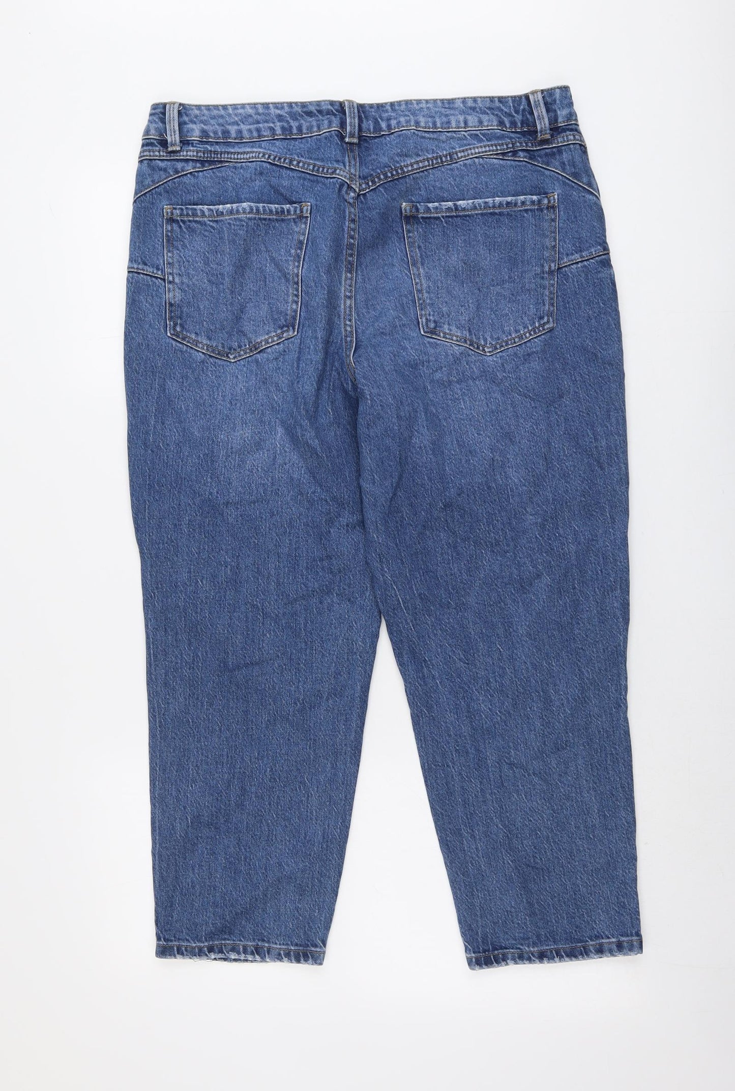 New Look Womens Blue Cotton Straight Jeans Size 16 L23 in Regular Button