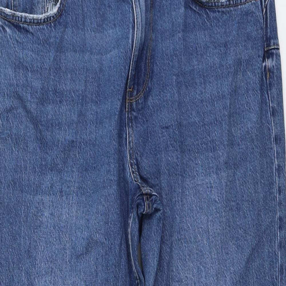 New Look Womens Blue Cotton Straight Jeans Size 16 L23 in Regular Button