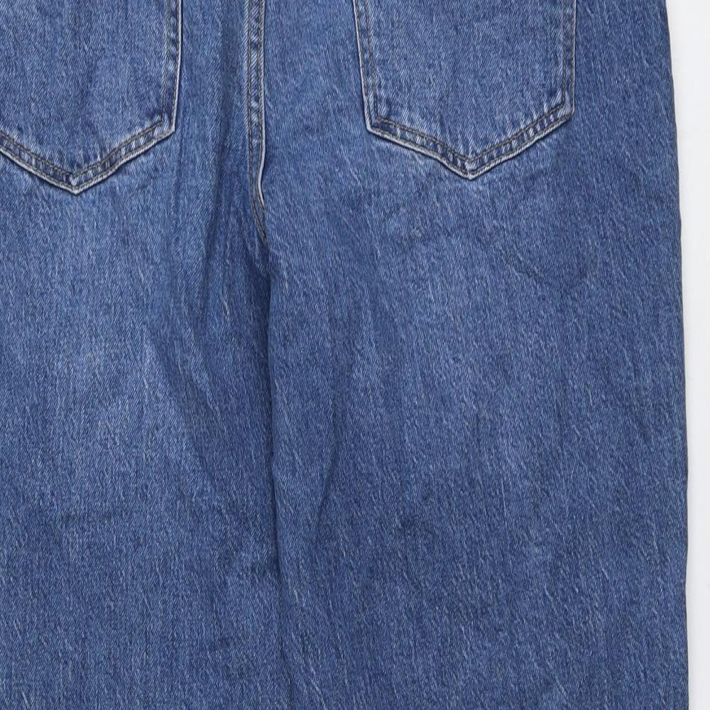 New Look Womens Blue Cotton Straight Jeans Size 16 L23 in Regular Button