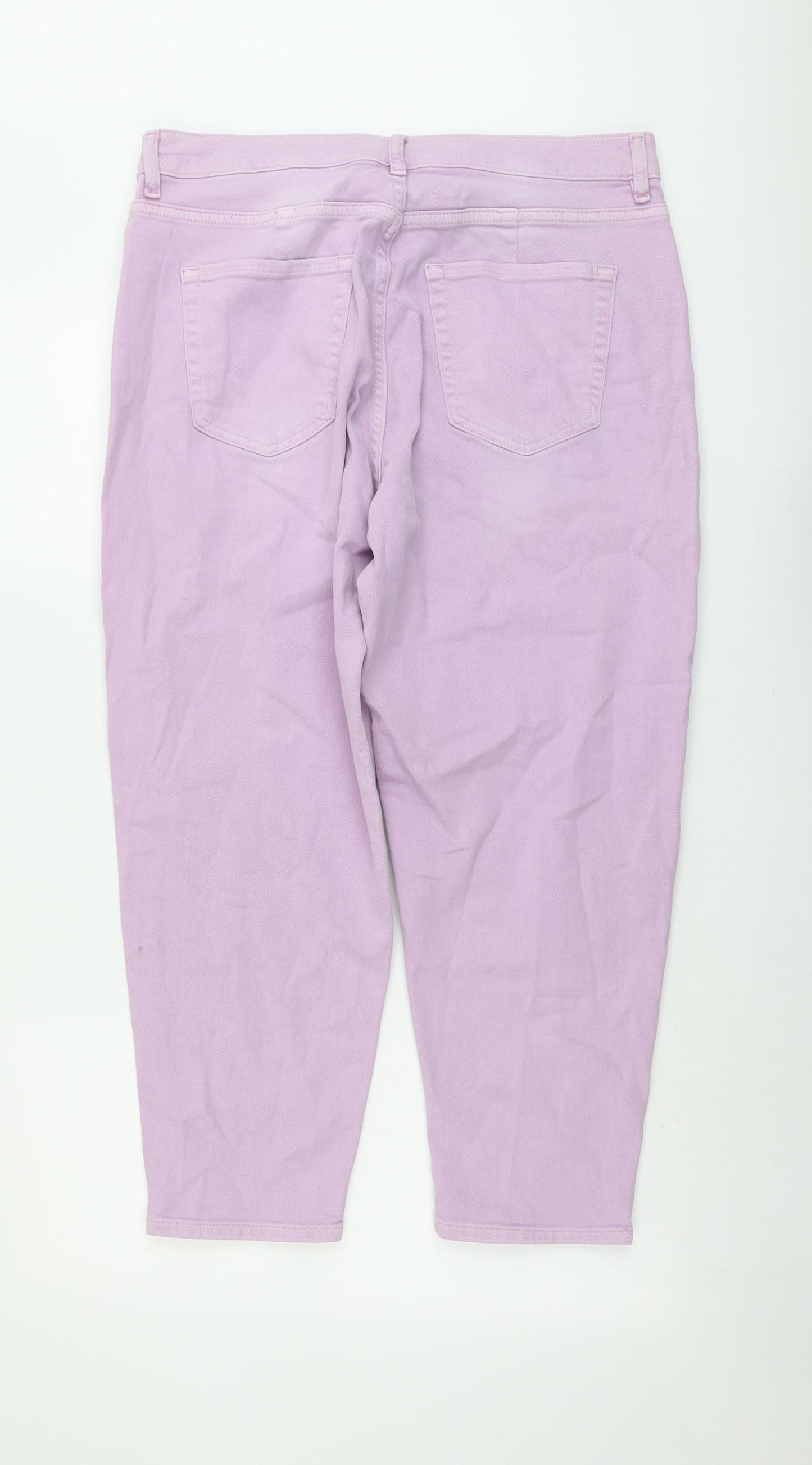 Marks and Spencer Womens Purple Cotton Mom Jeans Size 16 L25 in Regular Button