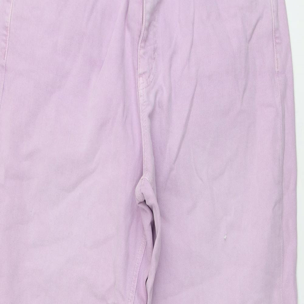 Marks and Spencer Womens Purple Cotton Mom Jeans Size 16 L25 in Regular Button