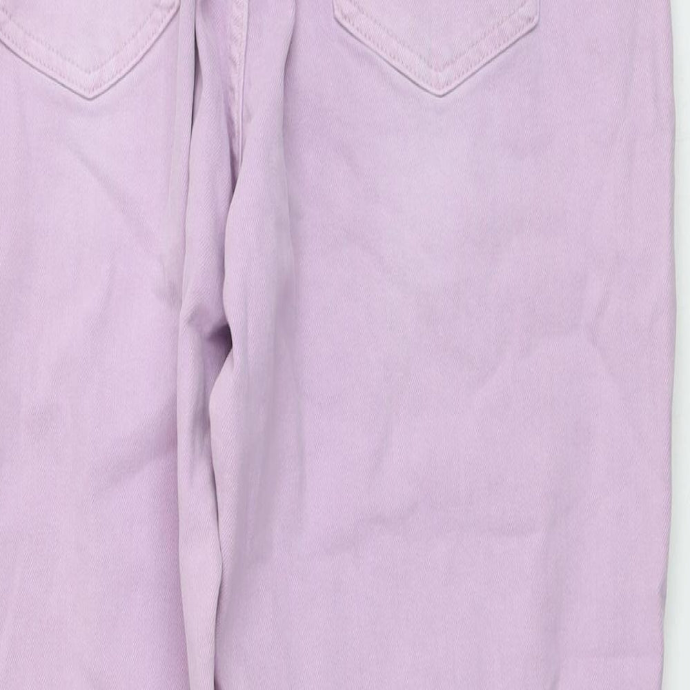 Marks and Spencer Womens Purple Cotton Mom Jeans Size 16 L25 in Regular Button