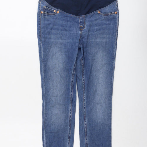 H&M Womens Blue Cotton Skinny Jeans Size S L25 in Regular - Frayed Hem