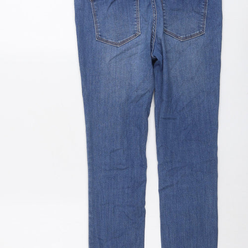 H&M Womens Blue Cotton Skinny Jeans Size S L25 in Regular - Frayed Hem