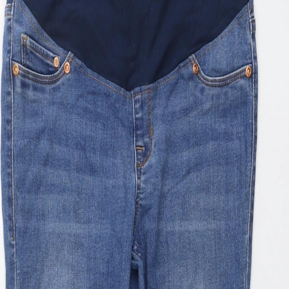 H&M Womens Blue Cotton Skinny Jeans Size S L25 in Regular - Frayed Hem