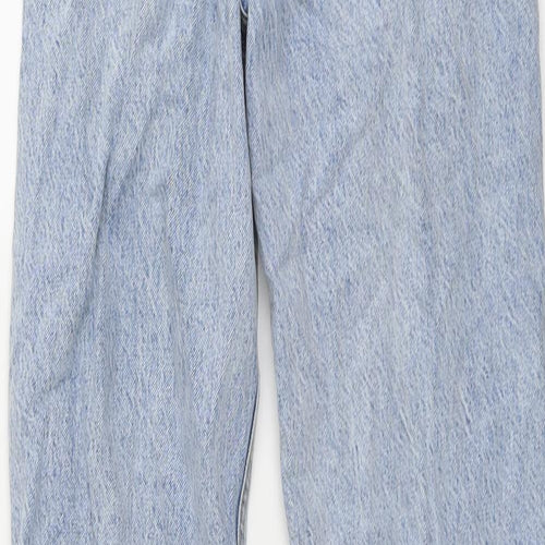 Zara Womens Blue Cotton Wide-Leg Jeans Size 6 L33 in Regular Button