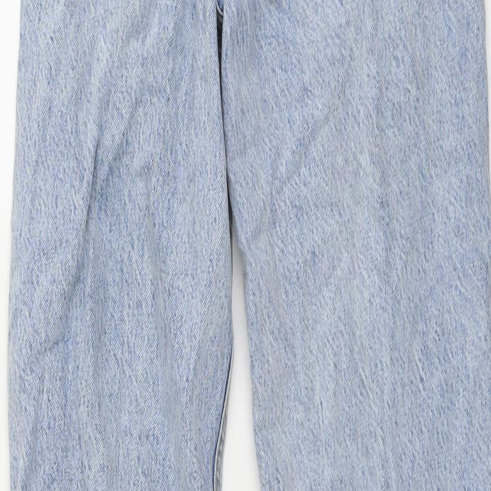 Zara Womens Blue Cotton Wide-Leg Jeans Size 6 L33 in Regular Button