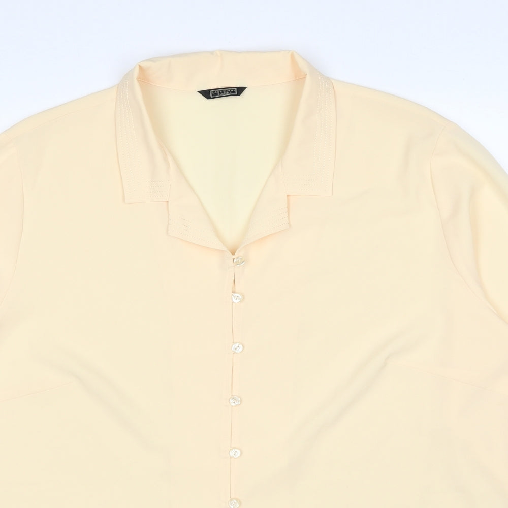 Debenhams Womens Yellow Polyester Basic Button-Up Size 18 Collared