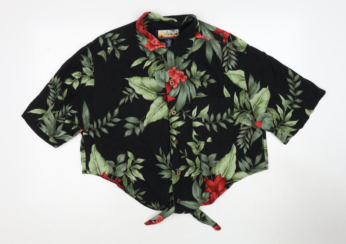 Havana Jack's Cafe Womens Multicoloured Geometric Viscose Basic Button-Up Size M Collared