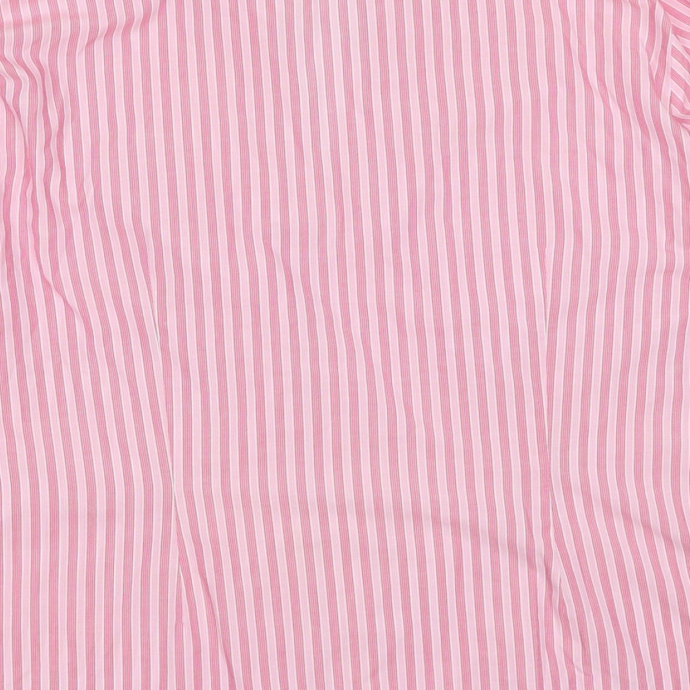 Marks and Spencer Womens Pink Striped Polyester Basic Button-Up Size 20 Collared