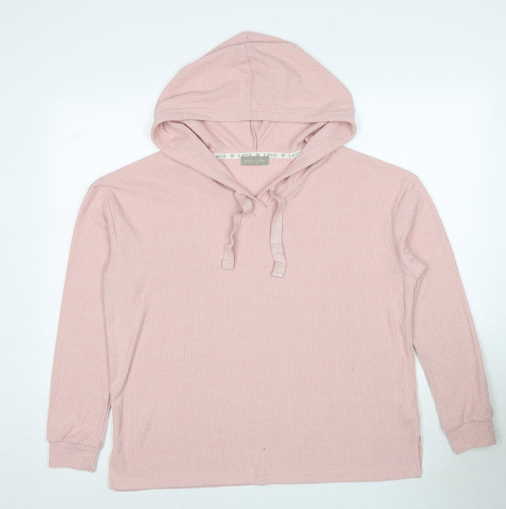 New Look Womens Pink Polyester Pullover Hoodie Size M Pullover