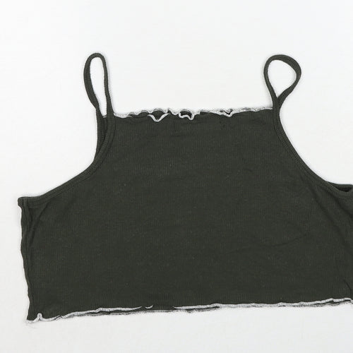 Select Womens Green Viscose Cropped Tank Size 8 Square Neck - Babygirl