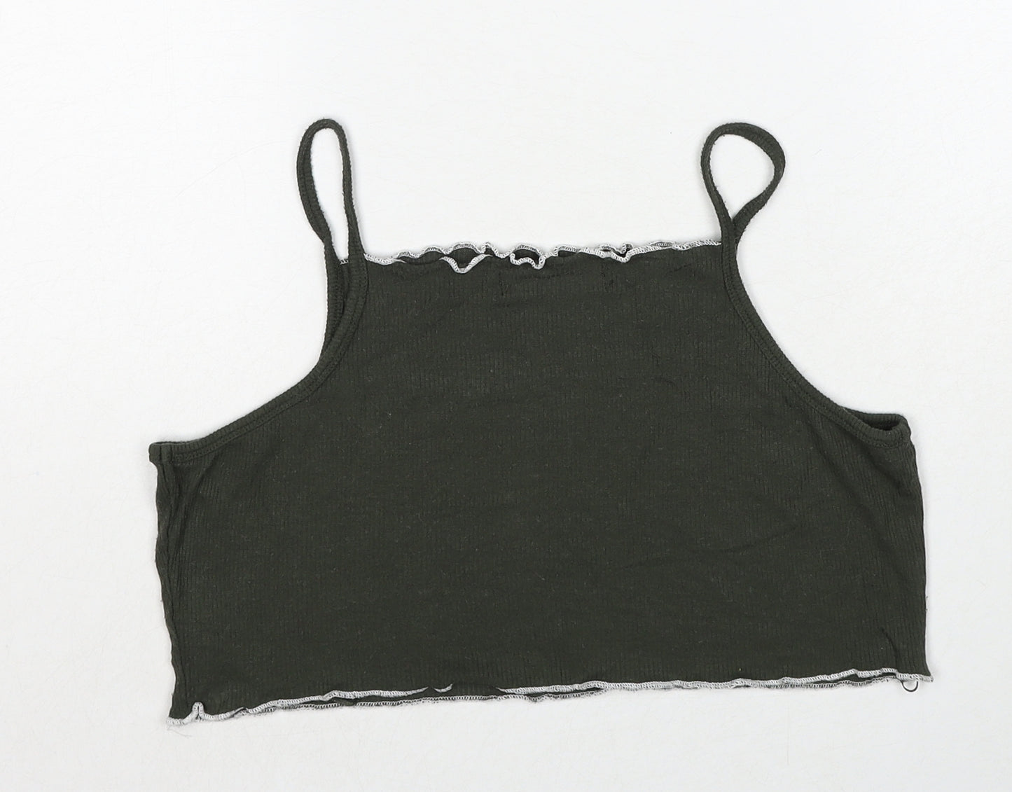 Select Womens Green Viscose Cropped Tank Size 8 Square Neck - Babygirl
