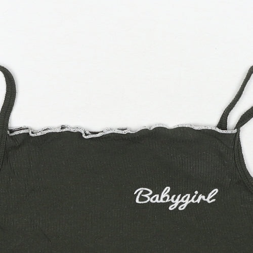Select Womens Green Viscose Cropped Tank Size 8 Square Neck - Babygirl