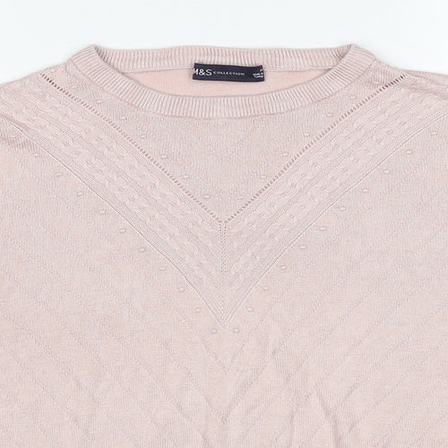 Marks and Spencer Womens Pink Round Neck Viscose Pullover Jumper Size 14