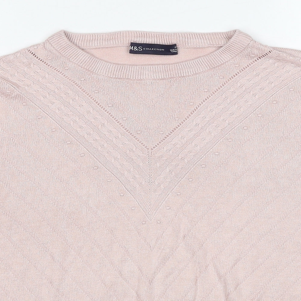 Marks and Spencer Womens Pink Round Neck Viscose Pullover Jumper Size 14