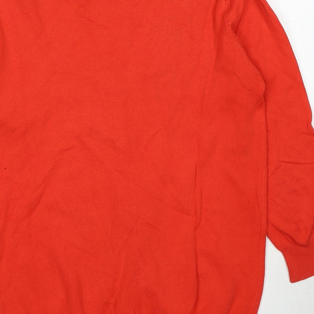 Zara Womens Red Scoop Neck Cotton Cardigan Jumper Size S