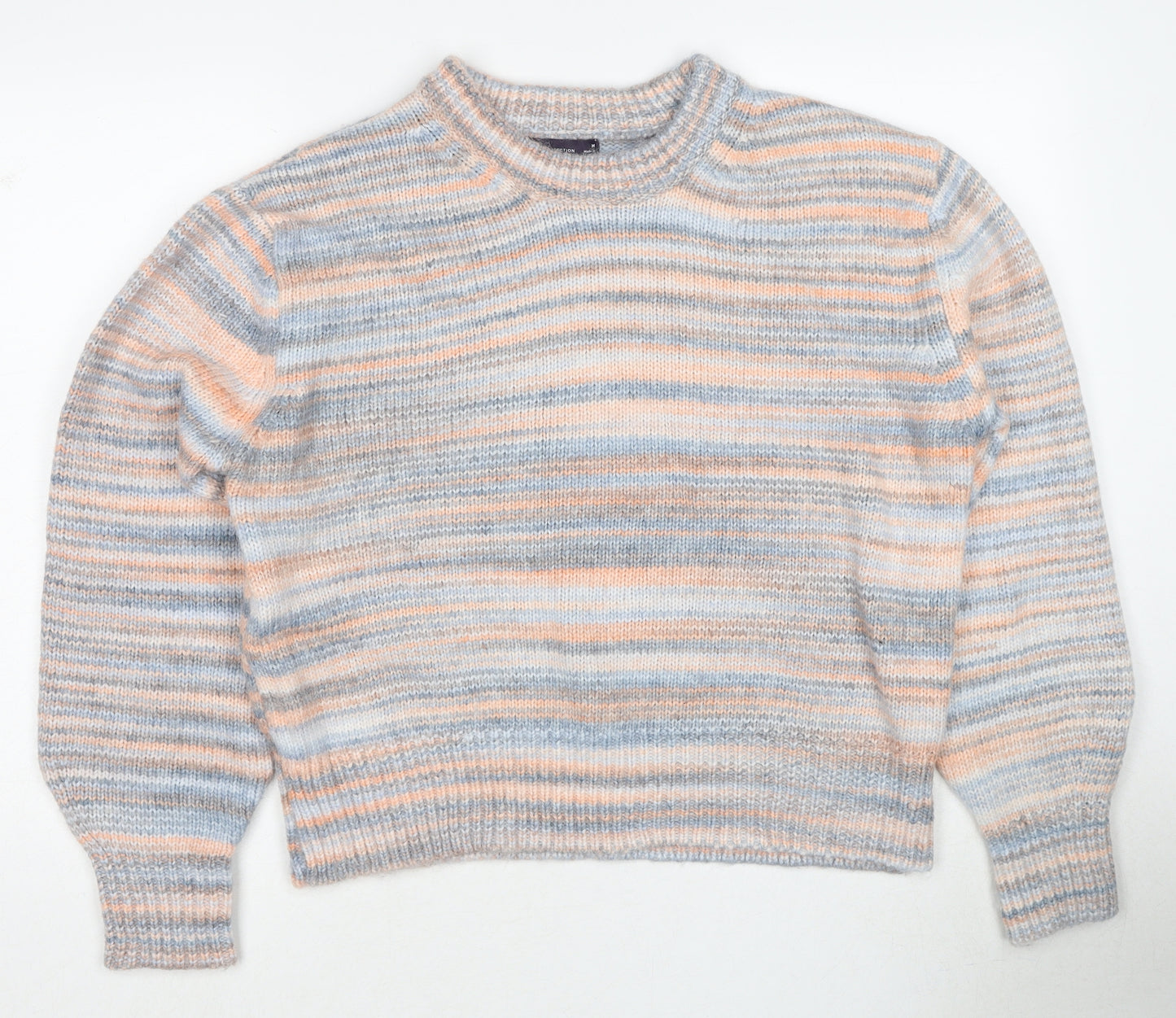 Marks and Spencer Womens Multicoloured Round Neck Striped Acrylic Pullover Jumper Size M