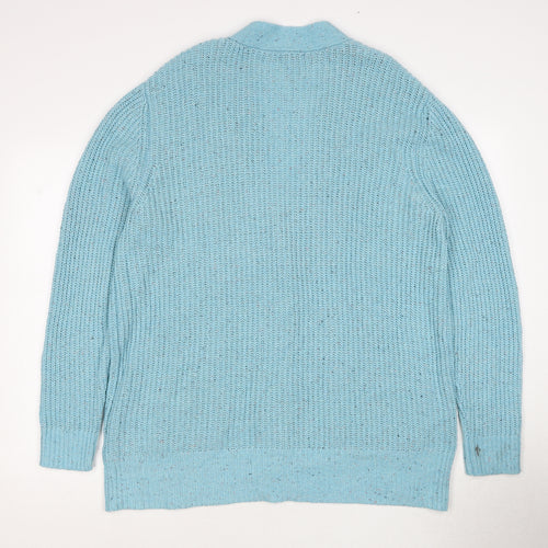 Marks and Spencer Womens Blue V-Neck Acrylic Cardigan Jumper Size L