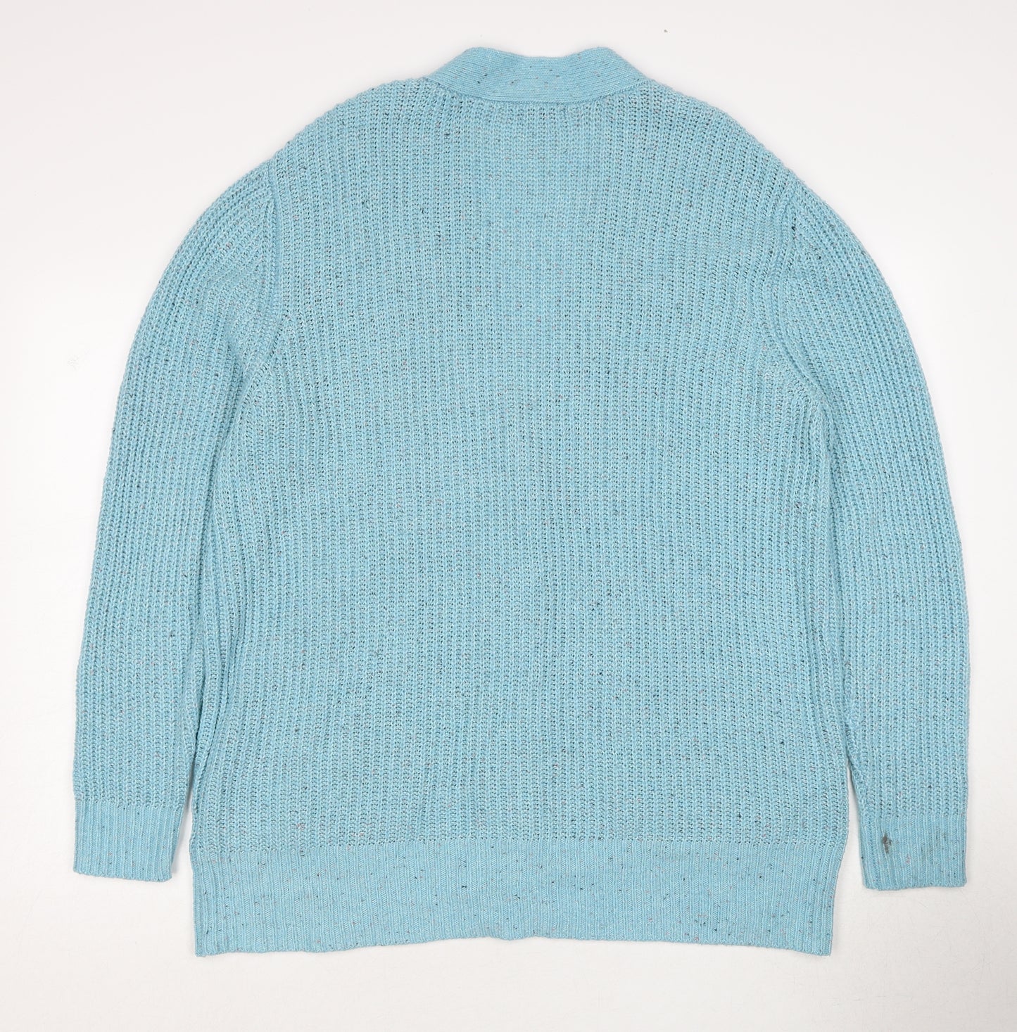 Marks and Spencer Womens Blue V-Neck Acrylic Cardigan Jumper Size L
