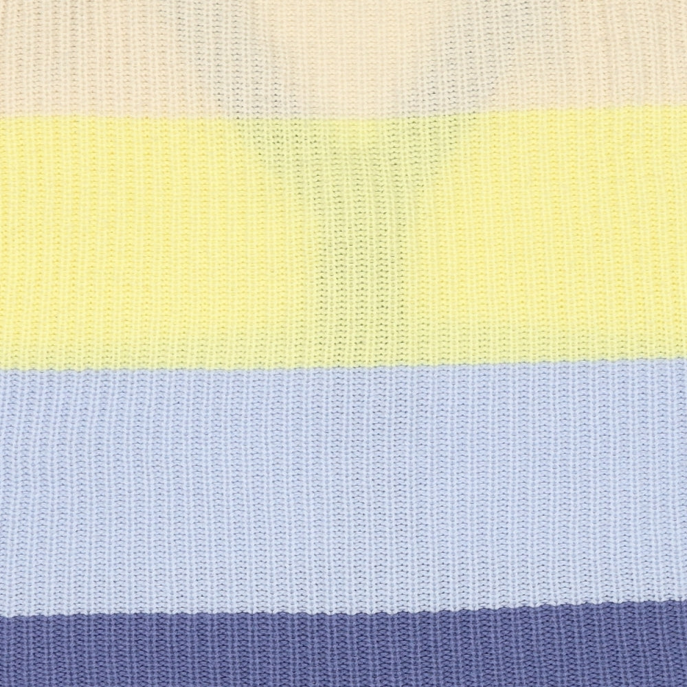 Damart Womens Multicoloured V-Neck Striped Acrylic Cardigan Jumper Size 14 - Size 14-16