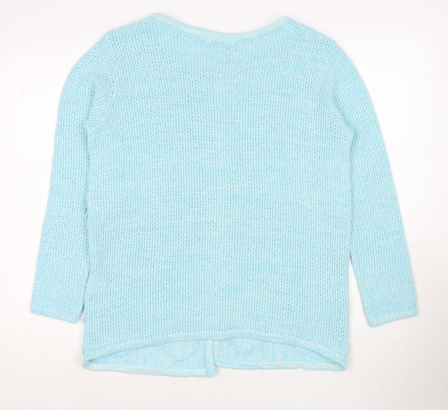Afibel Womens Blue Round Neck Acrylic Cardigan Jumper Size 10 - Size 10-12