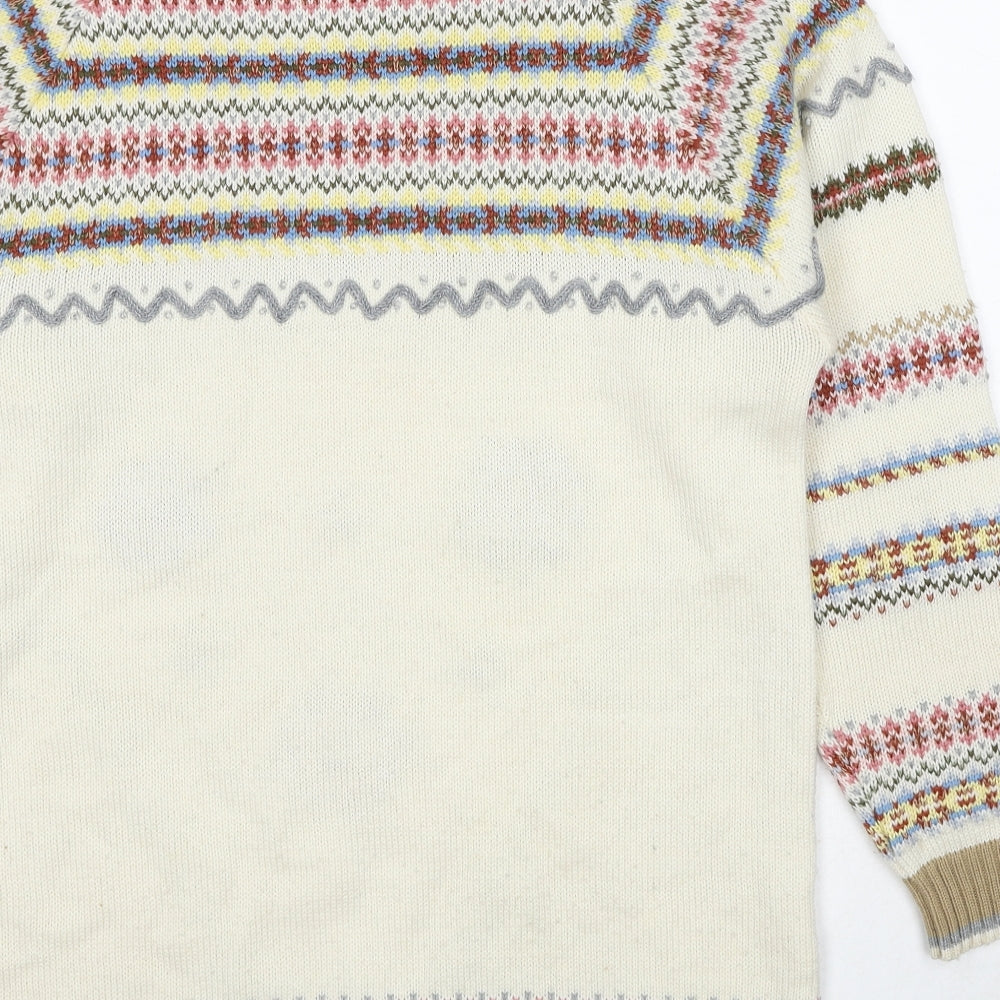 René Derhy Womens Beige High Neck Geometric Acrylic Pullover Jumper Size 8 - Size 8-10