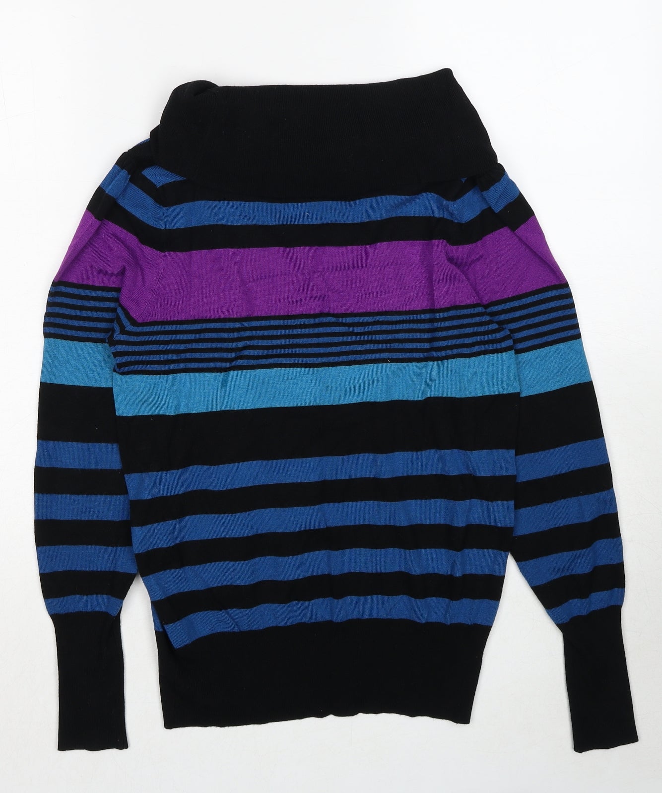 Marks and Spencer Womens Multicoloured Roll Neck Striped Acrylic Pullover Jumper Size 10