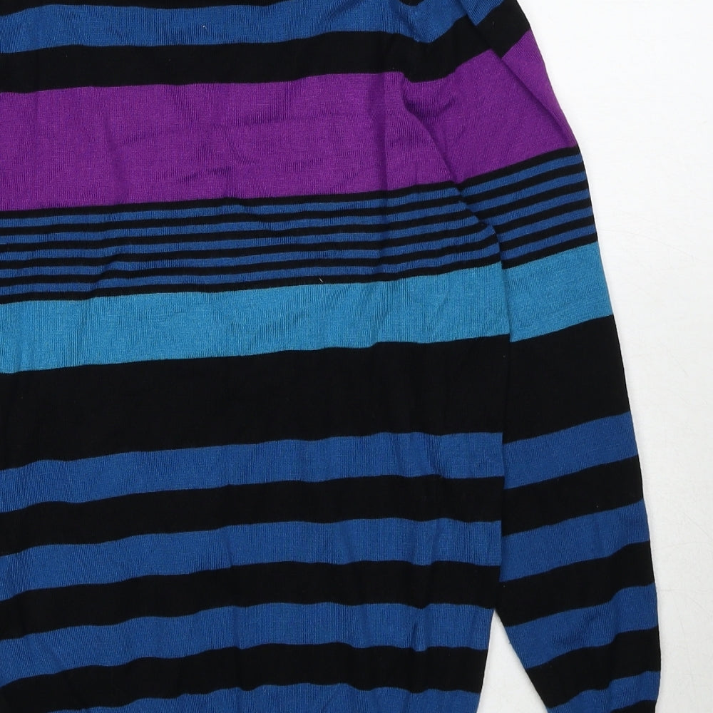 Marks and Spencer Womens Multicoloured Roll Neck Striped Acrylic Pullover Jumper Size 10