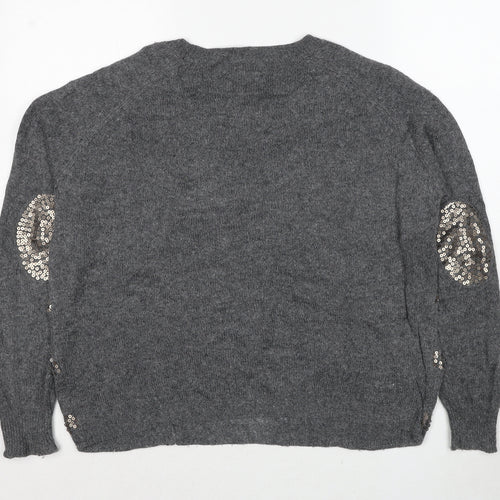 NEXT Womens Grey Round Neck Viscose Pullover Jumper Size 10