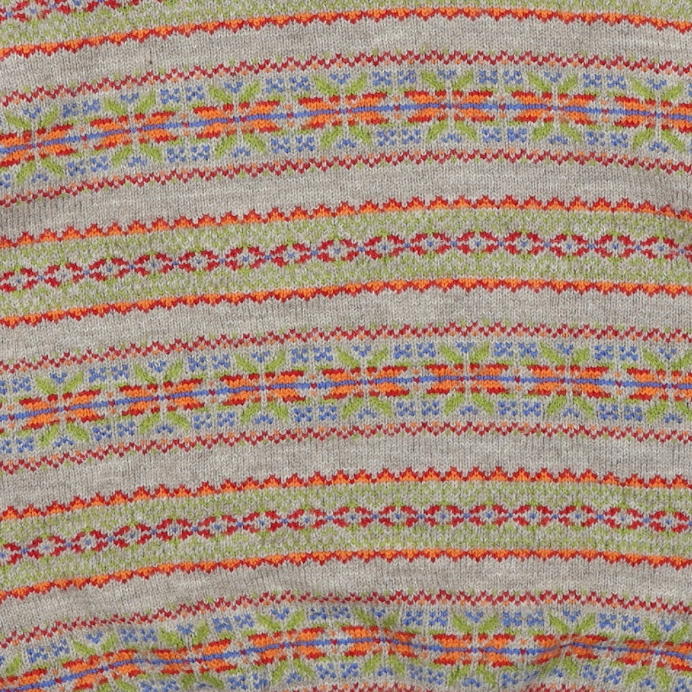 Sweater Shop Womens Multicoloured Round Neck Geometric Wool Pullover Jumper Size L