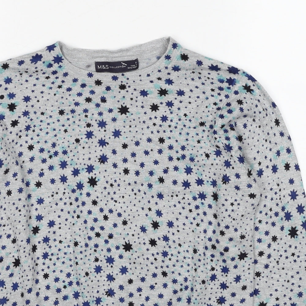 Marks and Spencer Womens Multicoloured Round Neck Geometric Viscose Pullover Jumper Size 8