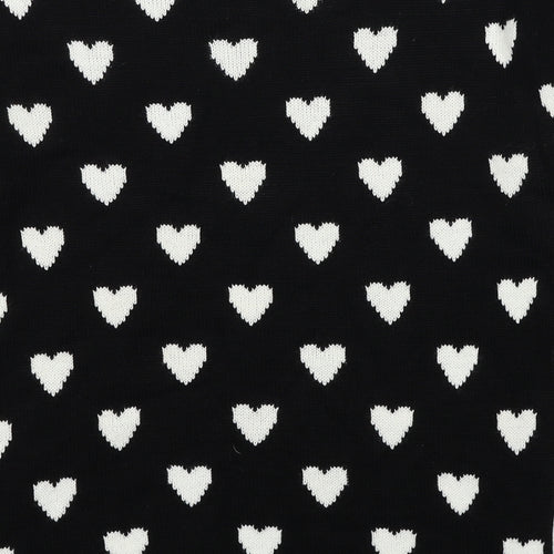 Quiz Womens Black Round Neck Geometric Acrylic Pullover Jumper Size S - Heart Pattern