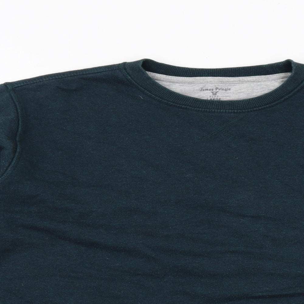 James Pringle Mens Green Cotton Pullover Sweatshirt Size L