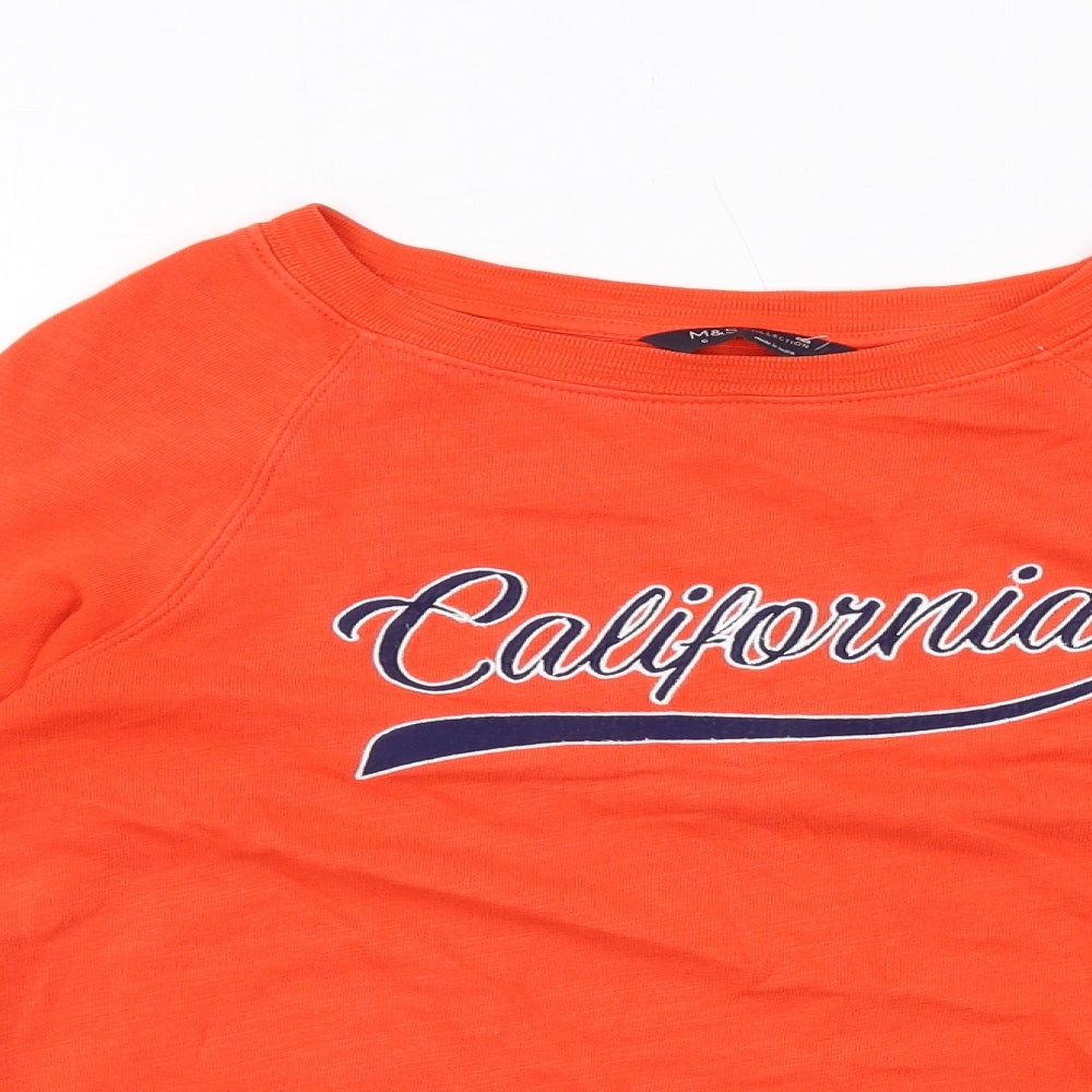 Marks and Spencer Womens Orange Cotton Pullover Sweatshirt Size 6 Pullover - California