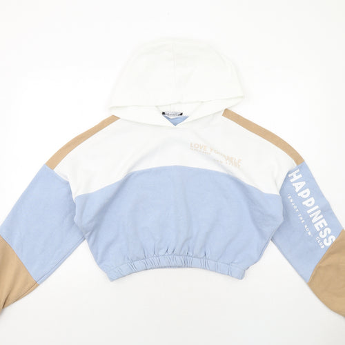 Select Womens Multicoloured Colourblock Cotton Pullover Hoodie Size L Pullover - Happiness