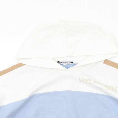 Select Womens Multicoloured Colourblock Cotton Pullover Hoodie Size L Pullover - Happiness