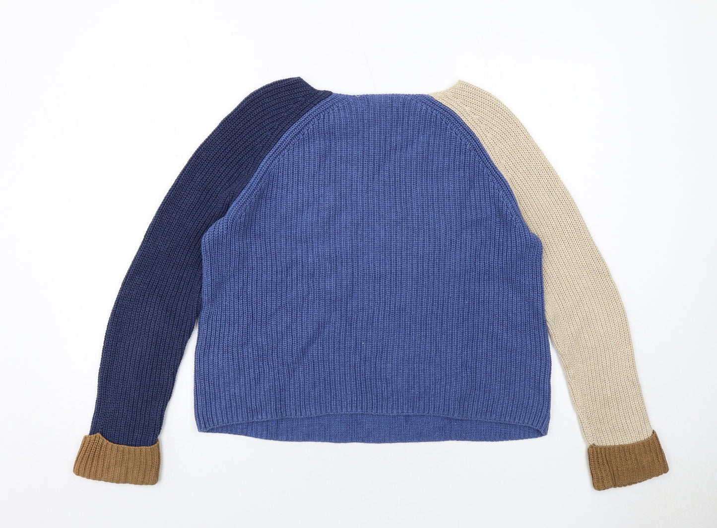 White Stuff Womens Blue Boat Neck Cotton Pullover Jumper Size 12