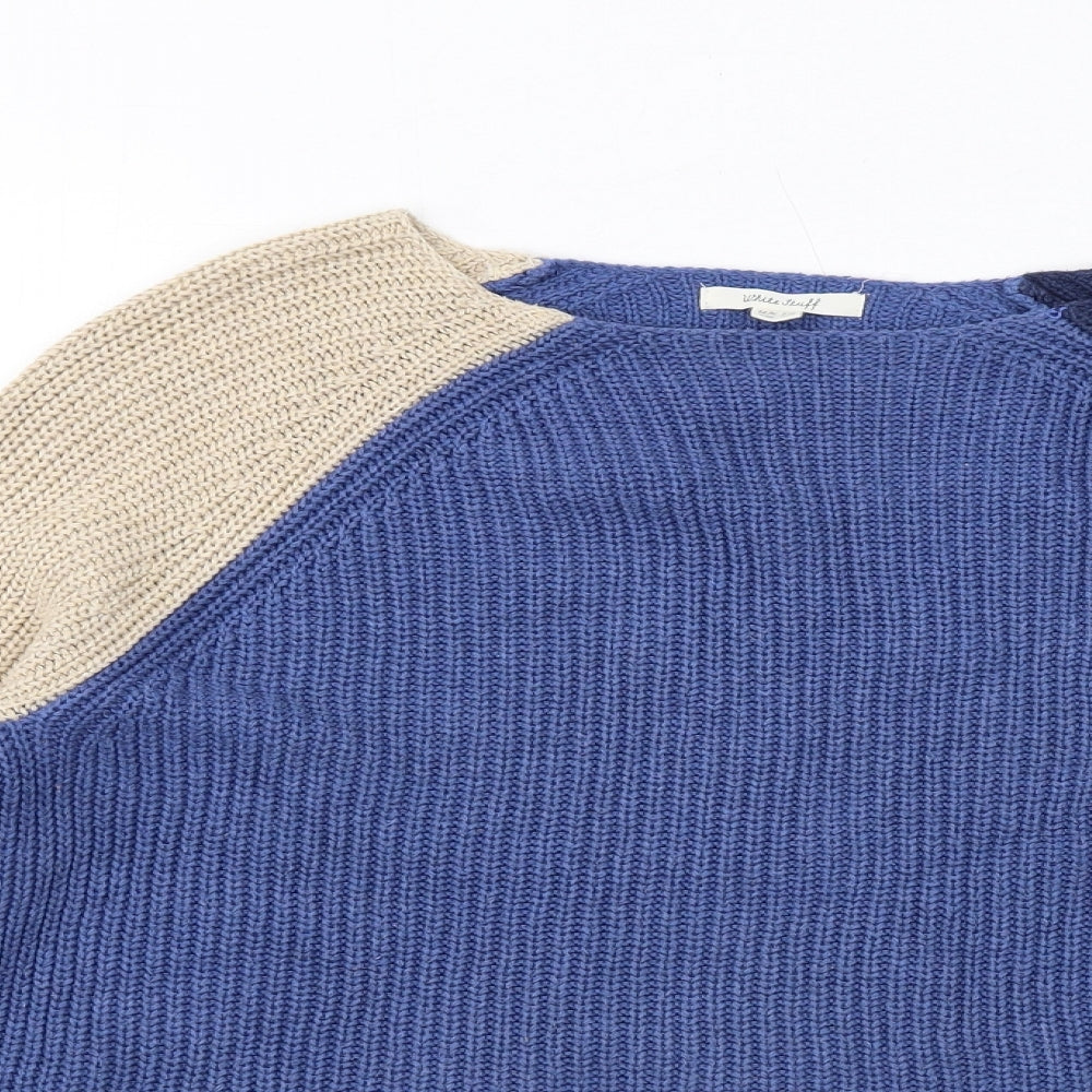 White Stuff Womens Blue Boat Neck Cotton Pullover Jumper Size 12