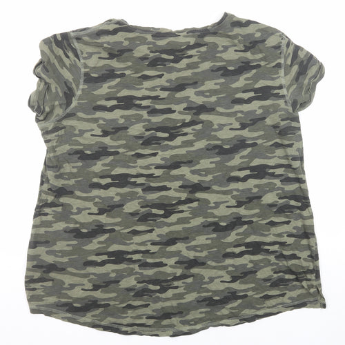 Yours Womens Green Camouflage Cotton Basic T-Shirt Size 20 Round Neck