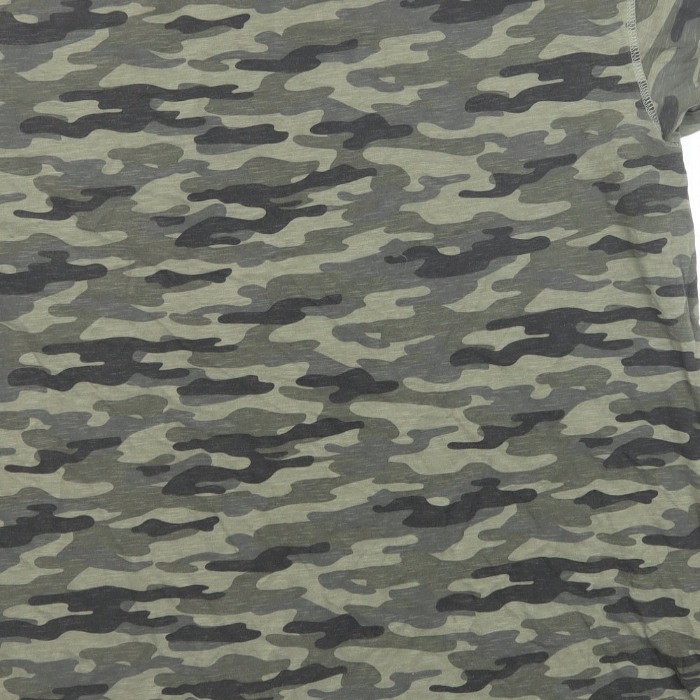 Yours Womens Green Camouflage Cotton Basic T-Shirt Size 20 Round Neck