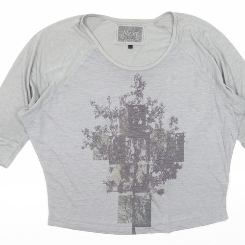 NEXT Womens Grey Polyester Basic T-Shirt Size 10 Round Neck