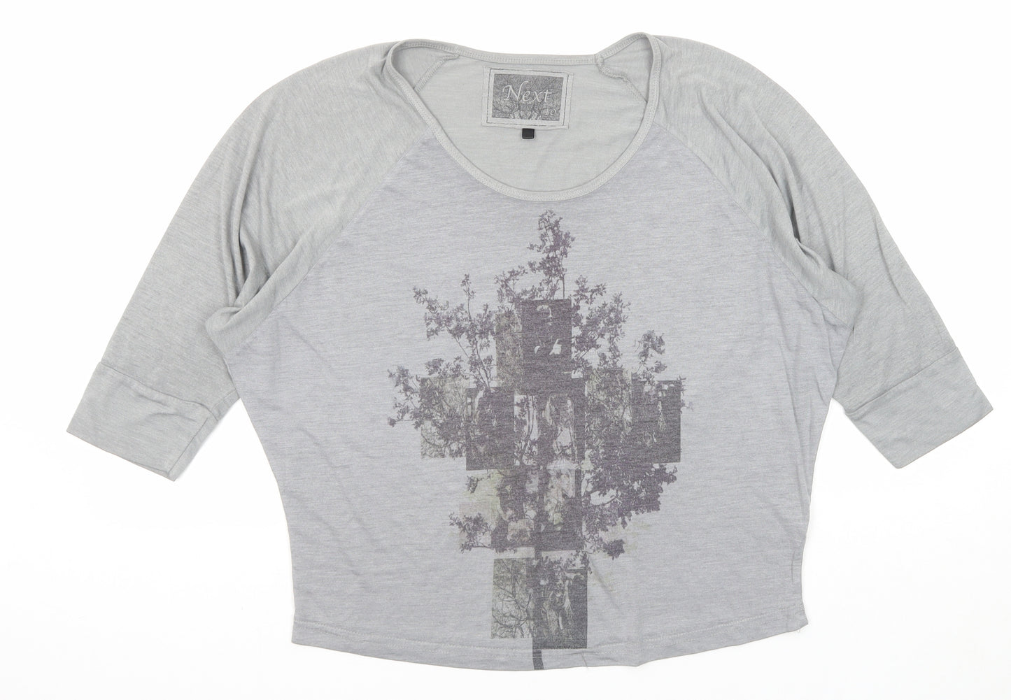 NEXT Womens Grey Polyester Basic T-Shirt Size 10 Round Neck