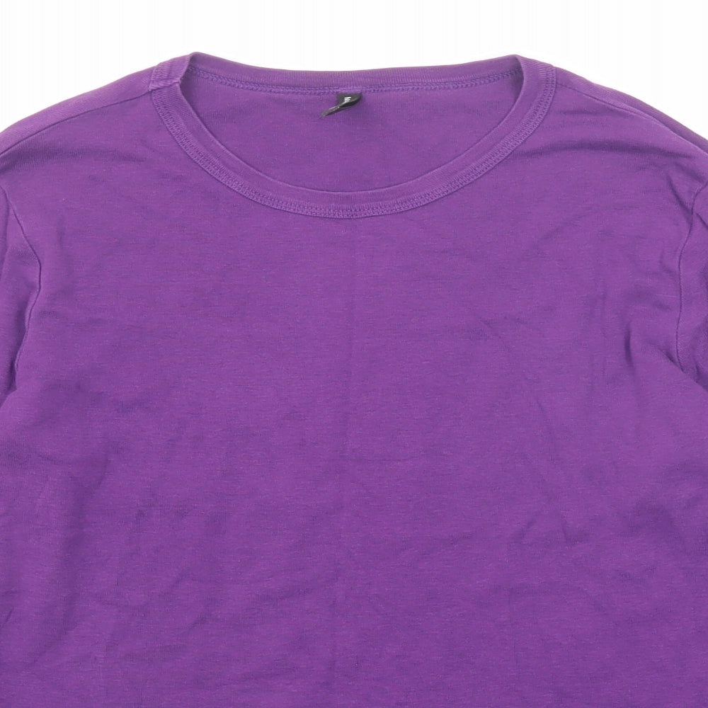 Marks and Spencer Womens Purple Cotton Basic T-Shirt Size 18 Round Neck