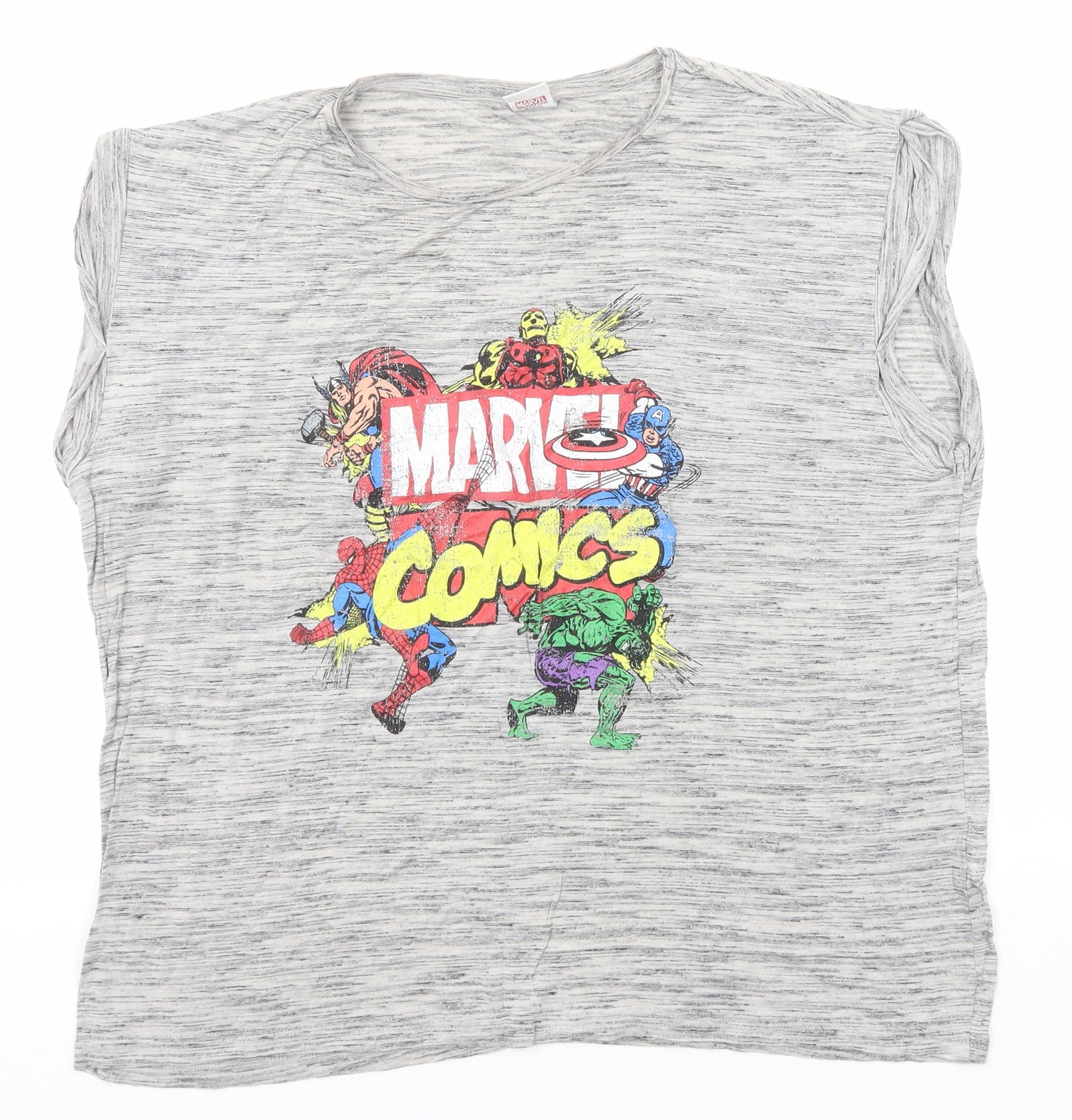 Marvel Comics Womens Grey Geometric Viscose Basic T-Shirt Size 18 Round Neck - Marvel Comics