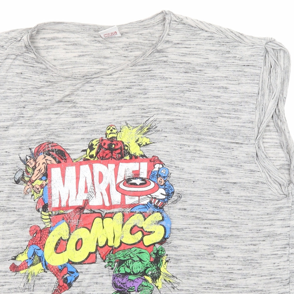 Marvel Comics Womens Grey Geometric Viscose Basic T-Shirt Size 18 Round Neck - Marvel Comics