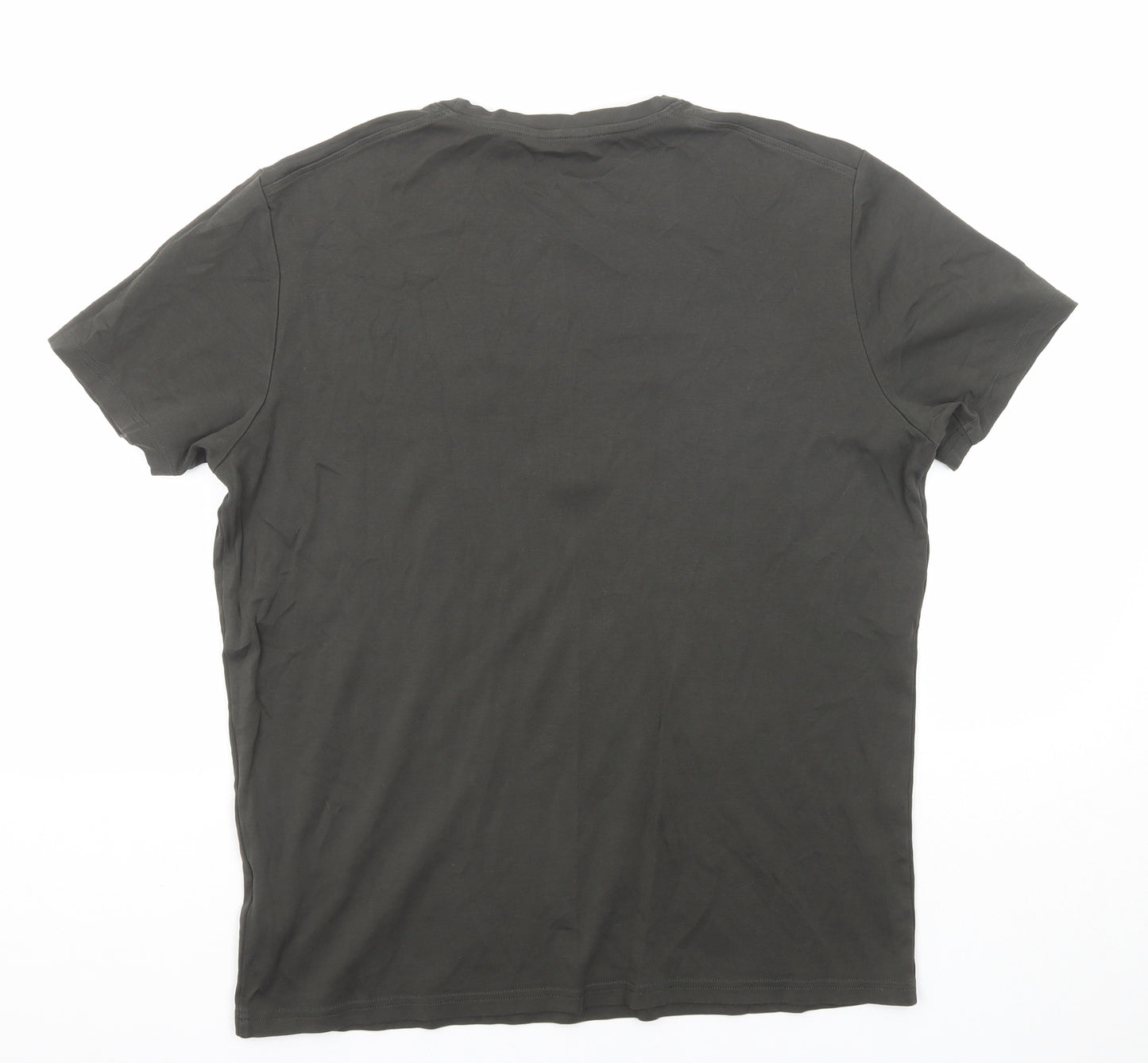 Massimo Dutti Womens Green Cotton Basic T-Shirt Size L Round Neck